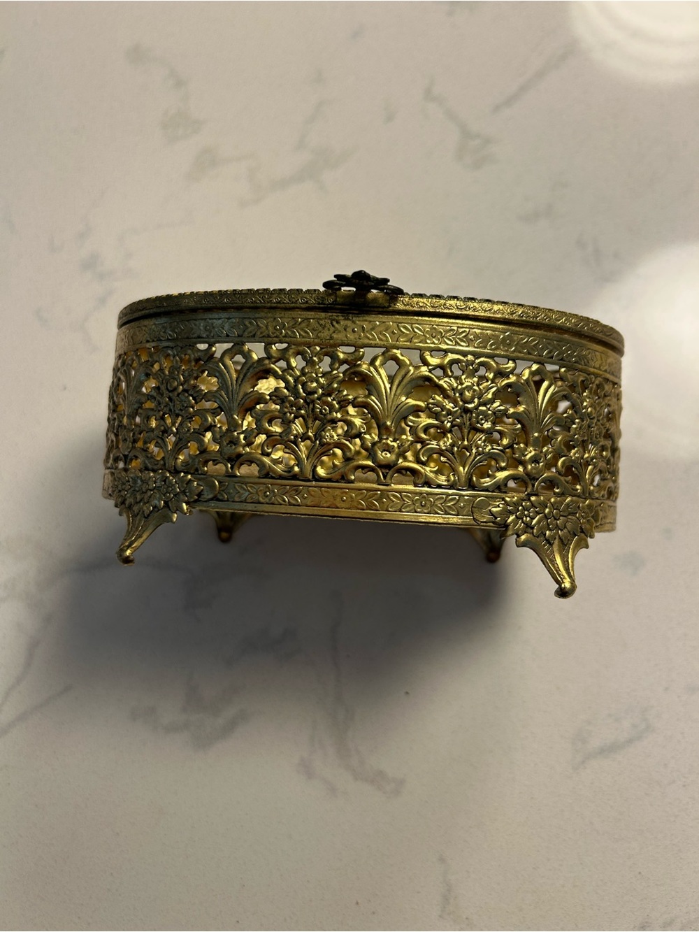 Vintage Ornate Gold Filigree Decorative Jewelry Box